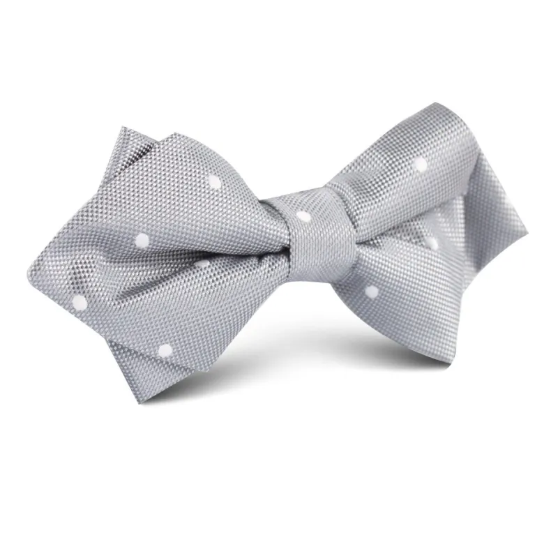 Grey with White Polka Dots Diamond Bow Tie made by OTAA