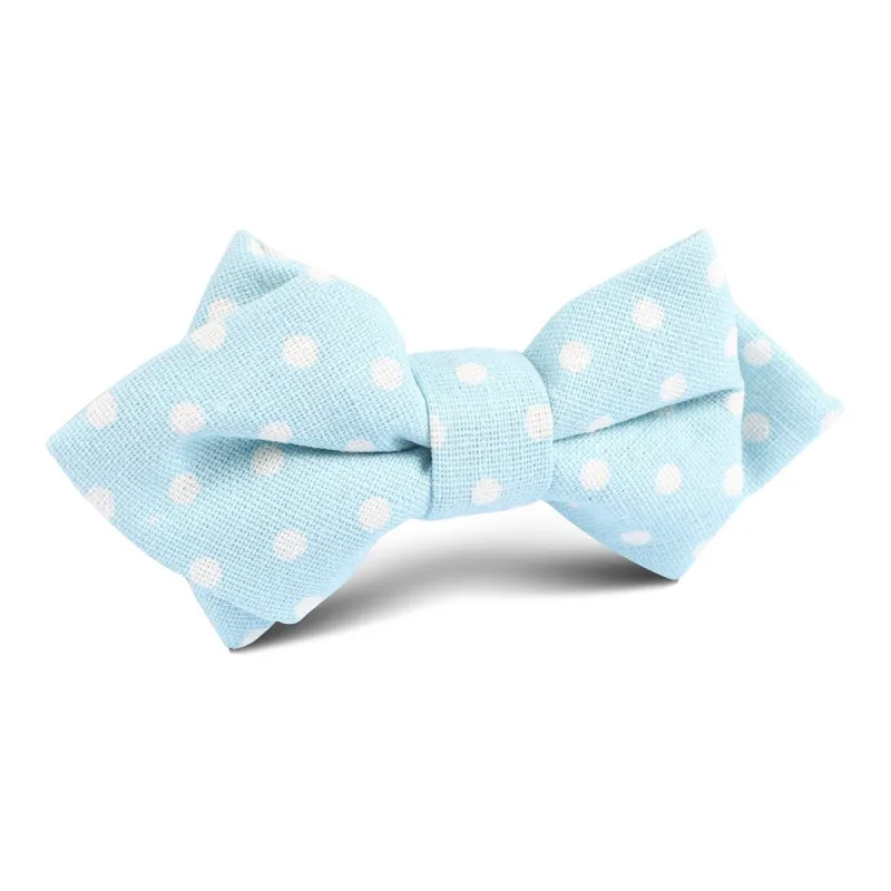 Light Blue Linen Polka Dot Diamond Bow Tie made by OTAA