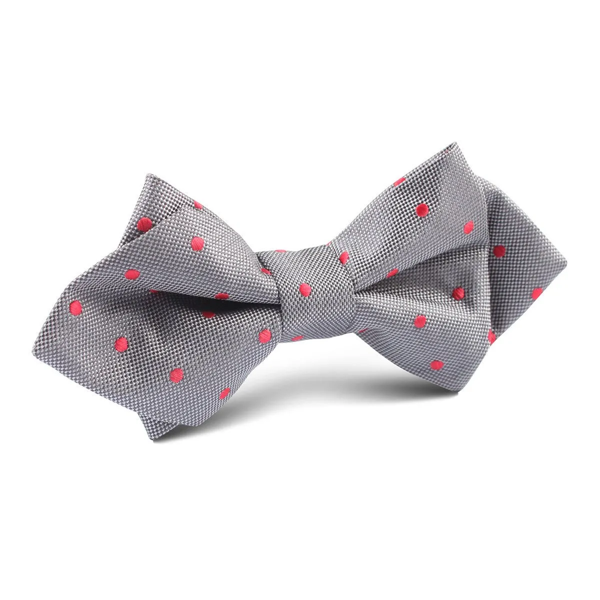 Grey with Hot Pink Polka Dots Diamond Bow Tie sold by OTAA