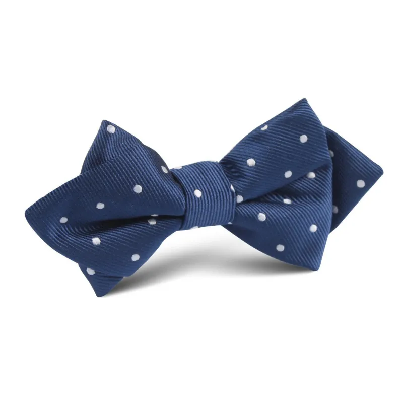 The OTAA Navy Blue with White Polka Dots Diamond Bow Tie made by OTAA
