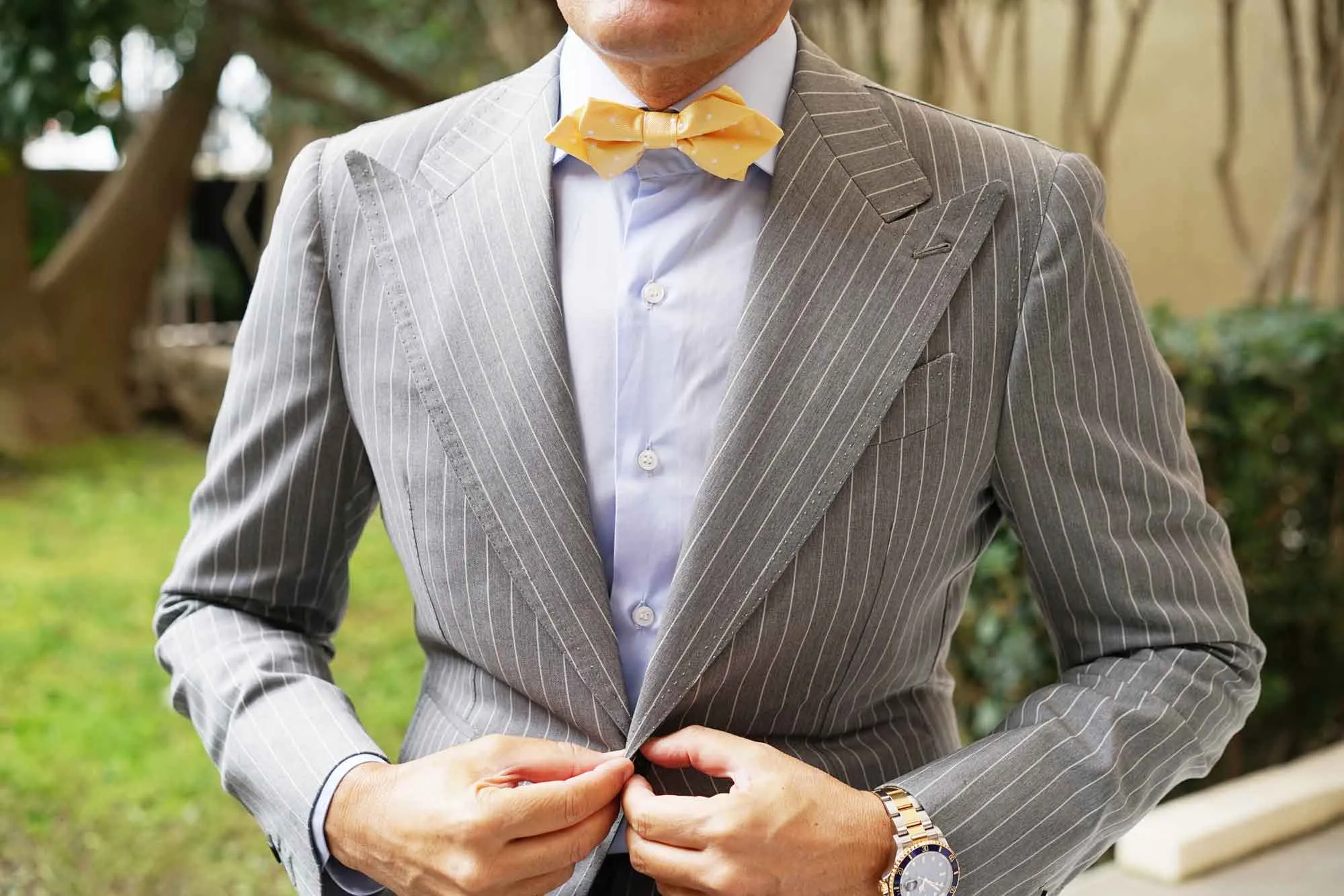 Yellow with White Polka Dots Diamond Bow Tie sold by OTAA product image thumbnail 3