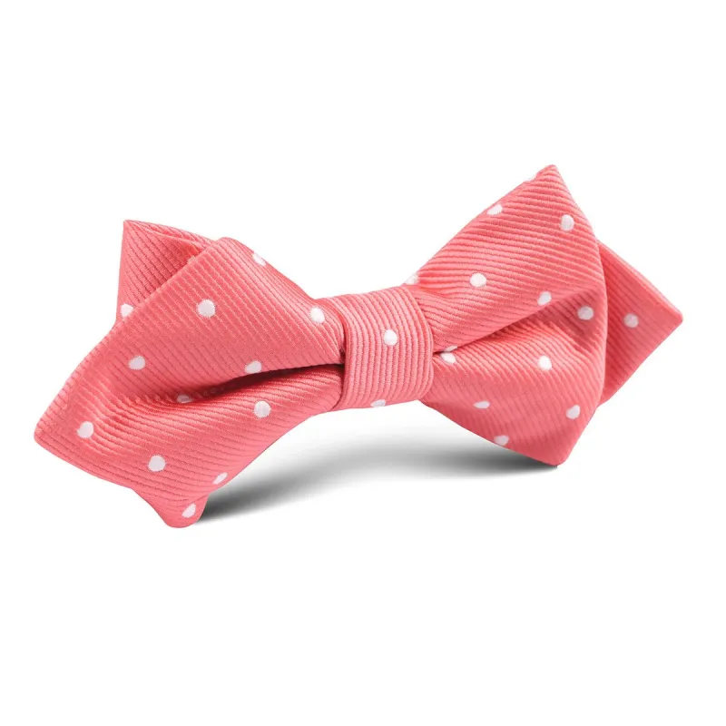 Coral Pink with White Polka Dots Diamond Bow Tie made by OTAA