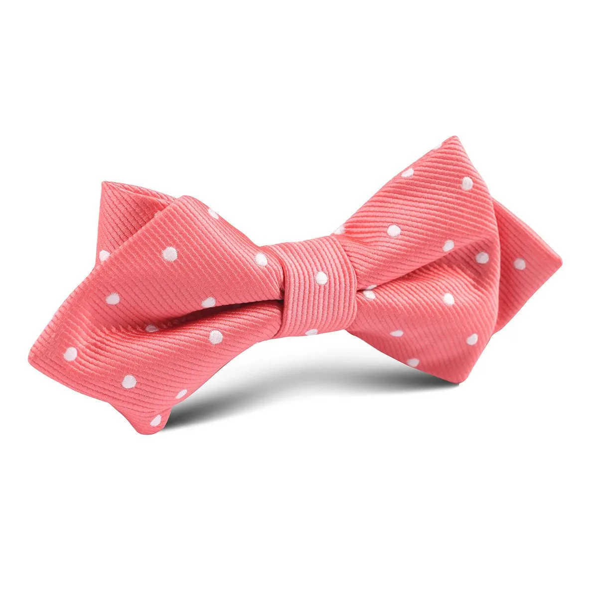 Coral Pink with White Polka Dots Diamond Bow Tie sold by OTAA