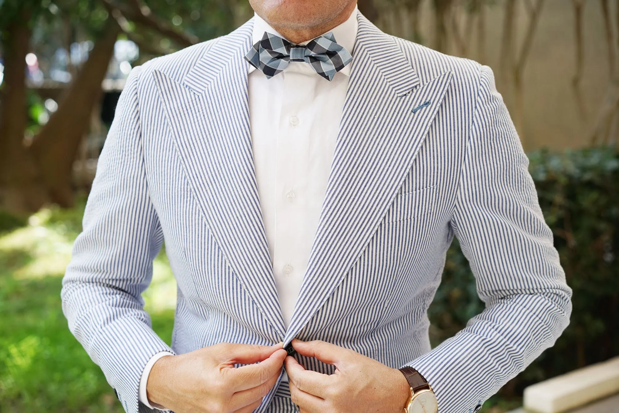 Light and Navy Blue Checkered Diamond Bow Tie sold by OTAA product image thumbnail 5