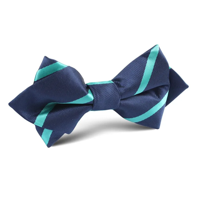Navy Blue with Striped Light Blue Diamond Bow Tie made by OTAA