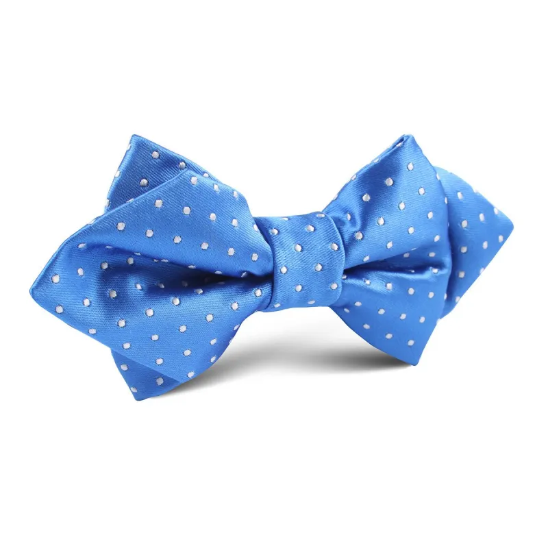 Blue with White Polka Dot Diamond Bow Tie made by OTAA