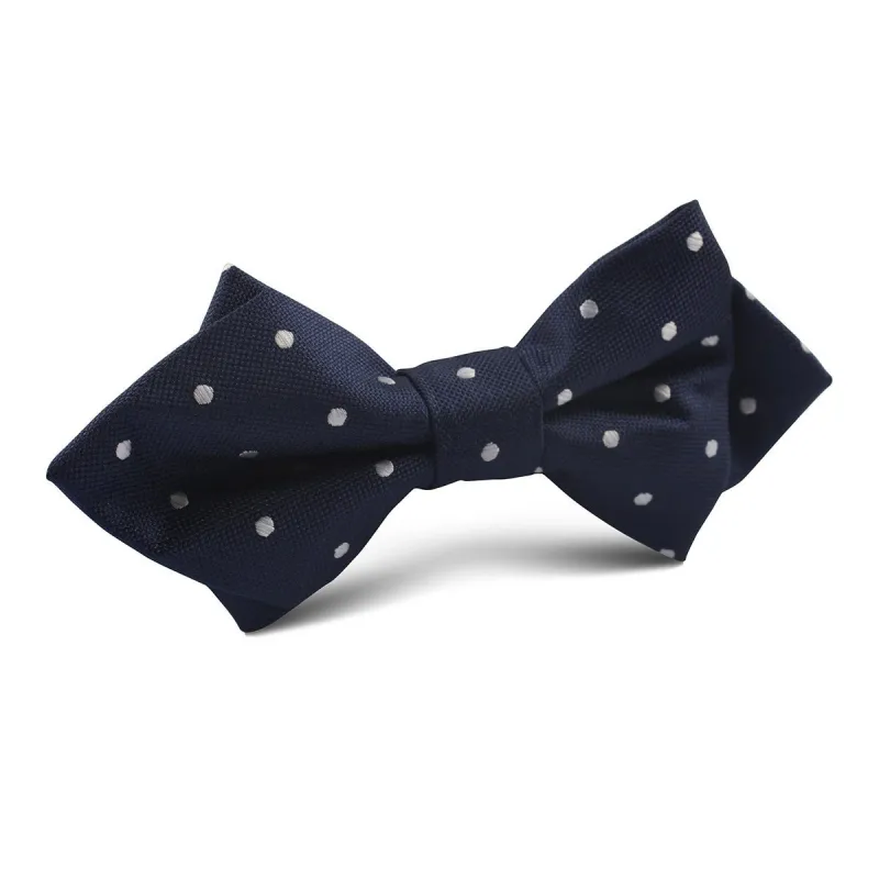 Navy Blue Polka Dots OTAA Diamond Bow Tie made by OTAA