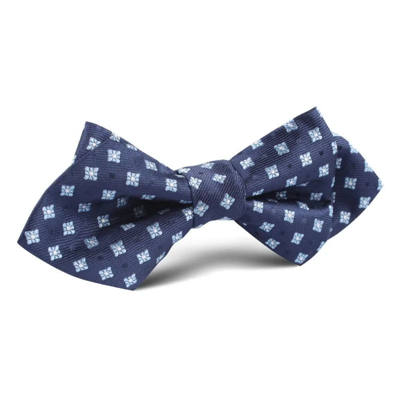 Navy Blue with Light Blue Pattern Diamond Bow Tie made by OTAA