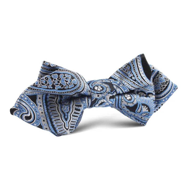 Paisley Blue Diamond Bow Tie made by OTAA
