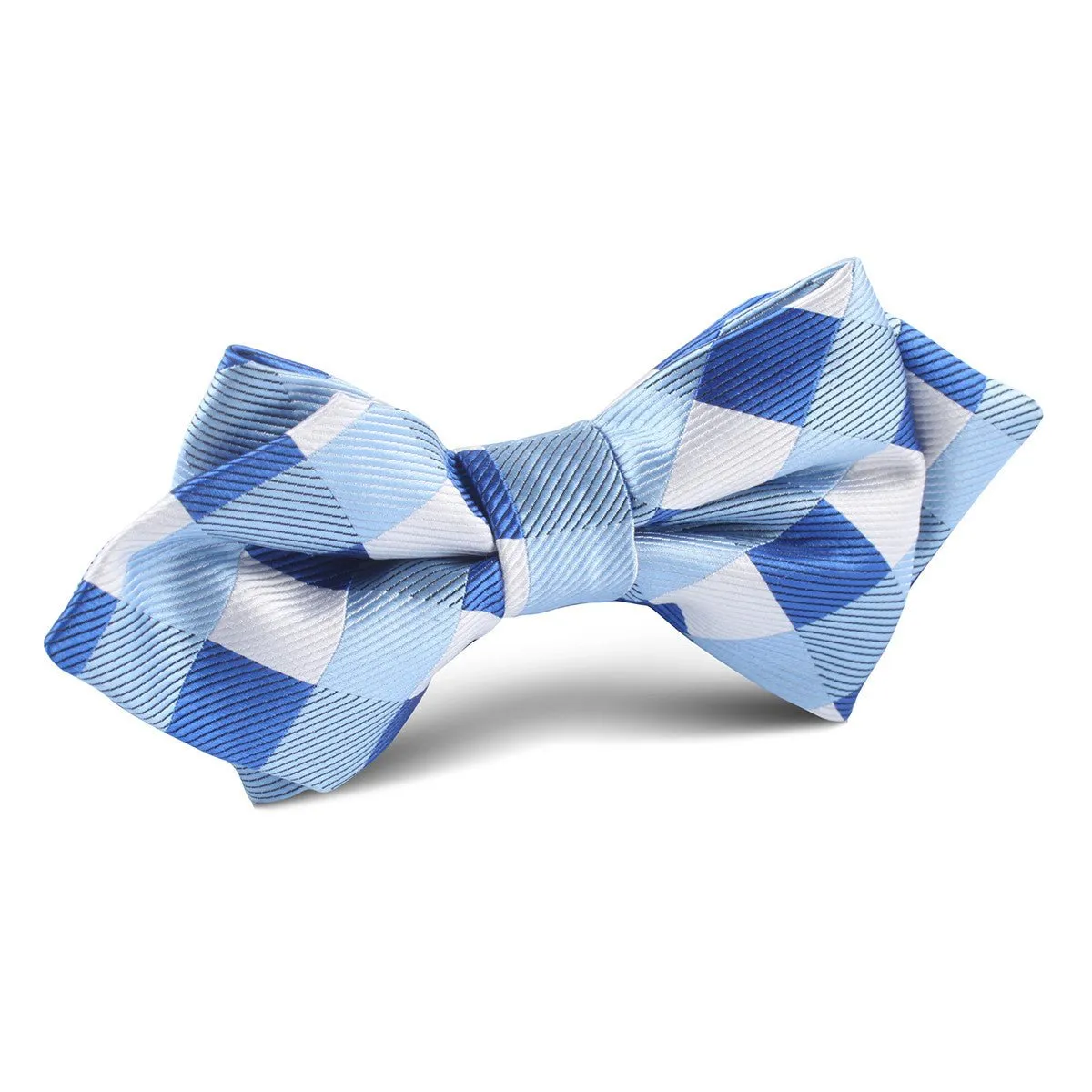 Sea and Light Blue White Checkered Diamond Bow Tie sold by OTAA