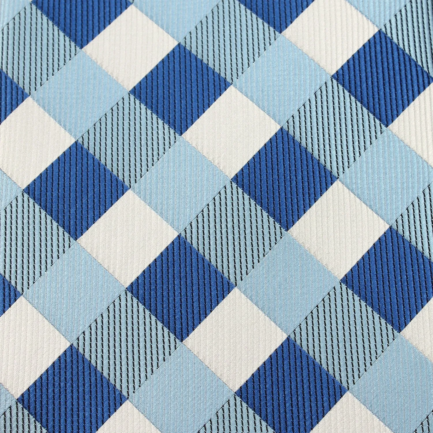 Sea and Light Blue White Checkered Diamond Bow Tie sold by OTAA product image thumbnail 2