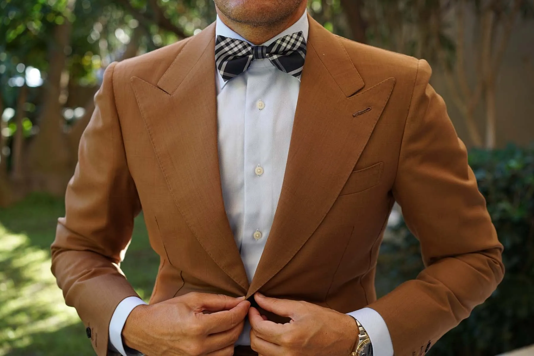 Midnight Blue with White Stripes Bow Tie sold by OTAA product image thumbnail 3