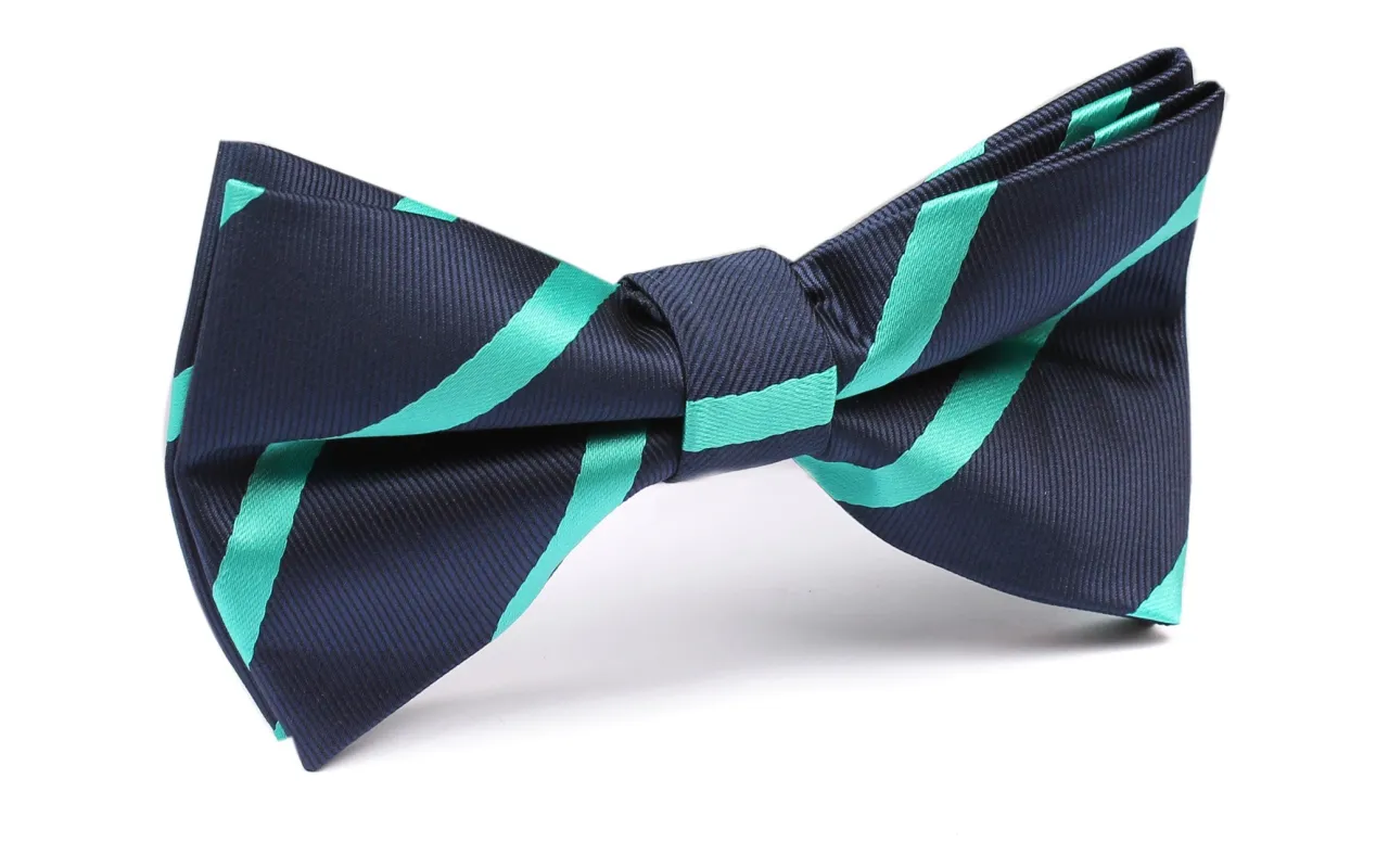 Navy Blue Bow Tie with Striped Light Blue made by OTAA