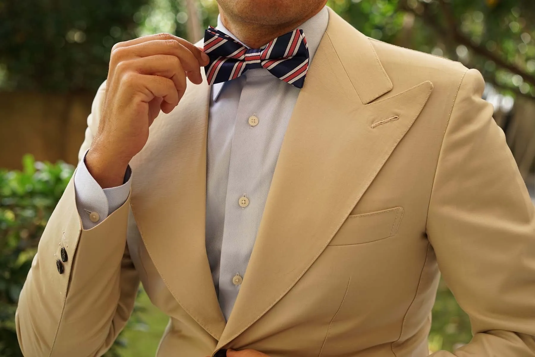 Navy Blue Bow Tie with Red Stripes sold by OTAA product image thumbnail 3