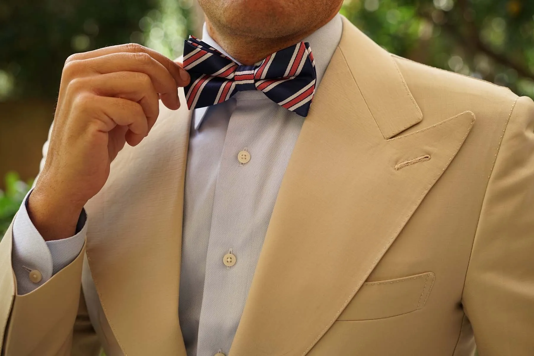 Navy Blue Bow Tie with Red Stripes sold by OTAA product image thumbnail 5
