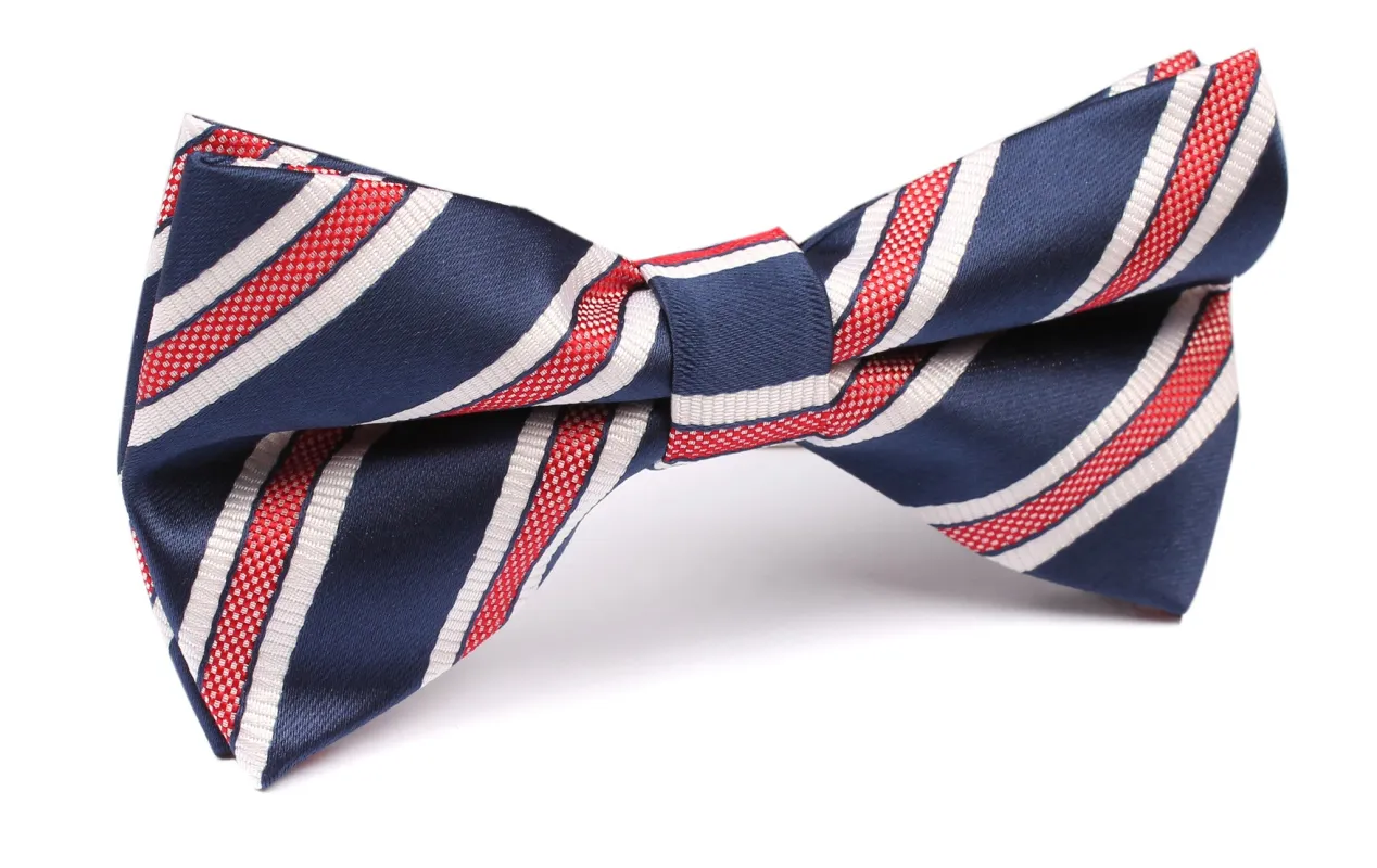 Navy Blue Bow Tie with Red Stripes made by OTAA