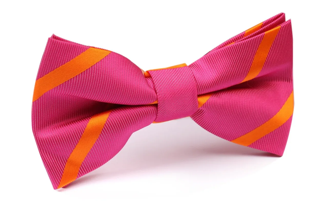 Hot Pink with Orange Diagonal - Bow Tie made by OTAA
