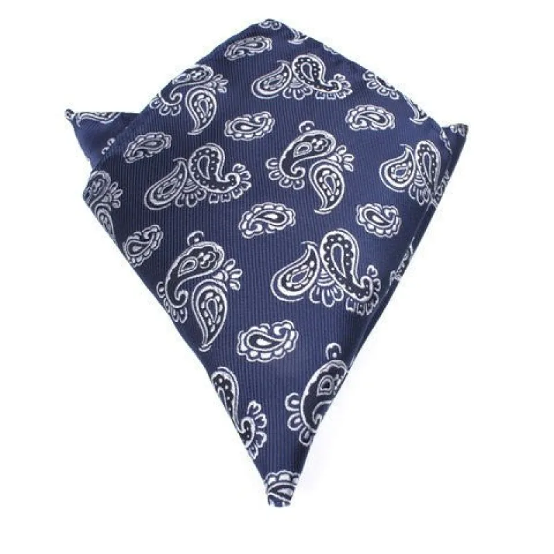 Paisley Navy Blue - Pocket Square made by OTAA