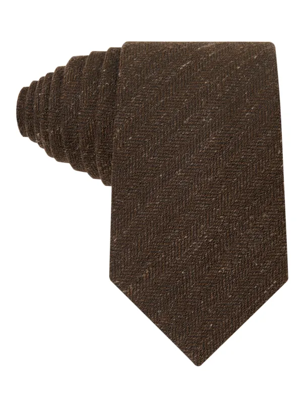 Brampton Brown Linen Necktie made by OTAA