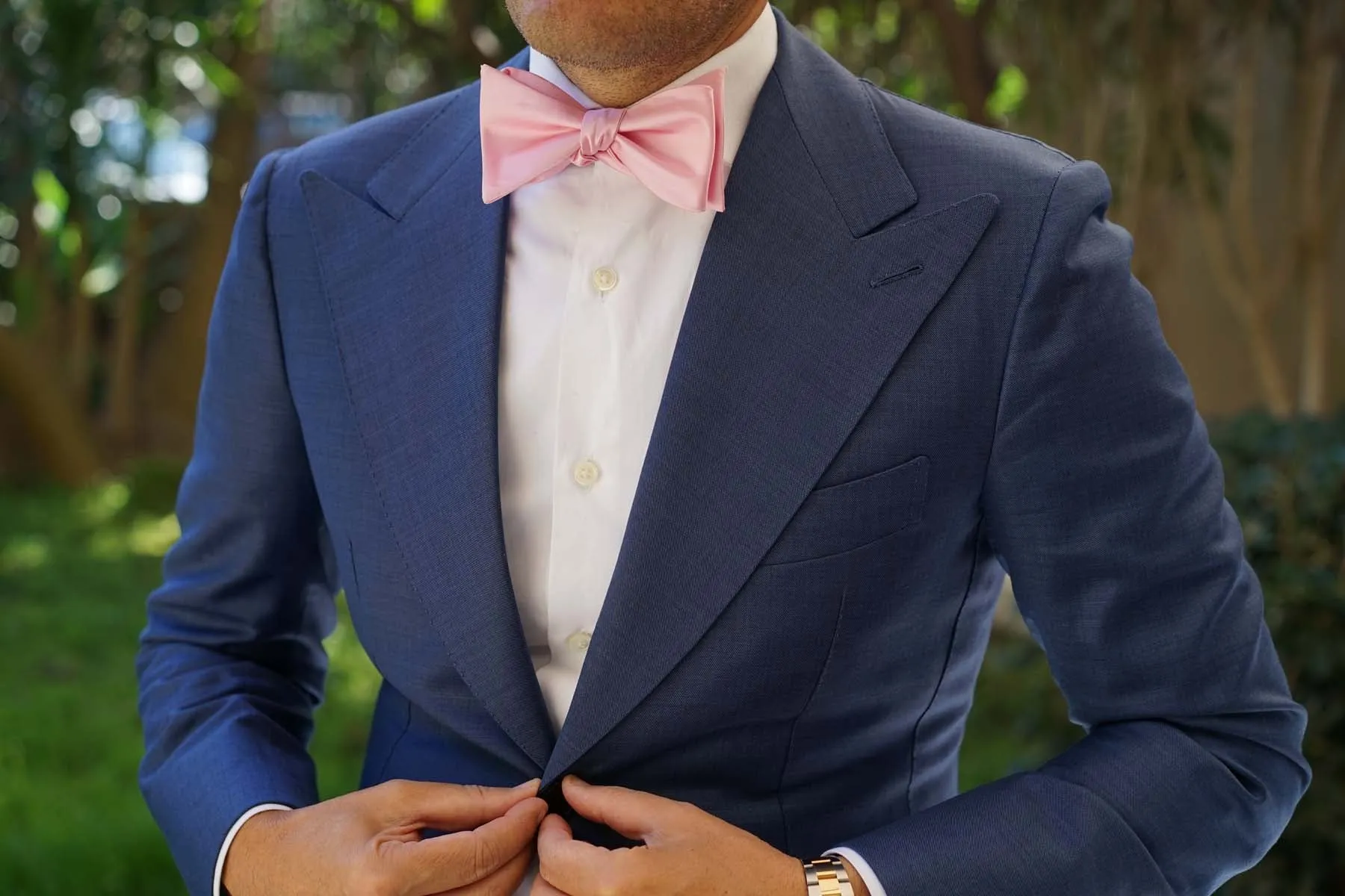 Rose Pink Satin Self Bow Tie sold by OTAA product image thumbnail 4