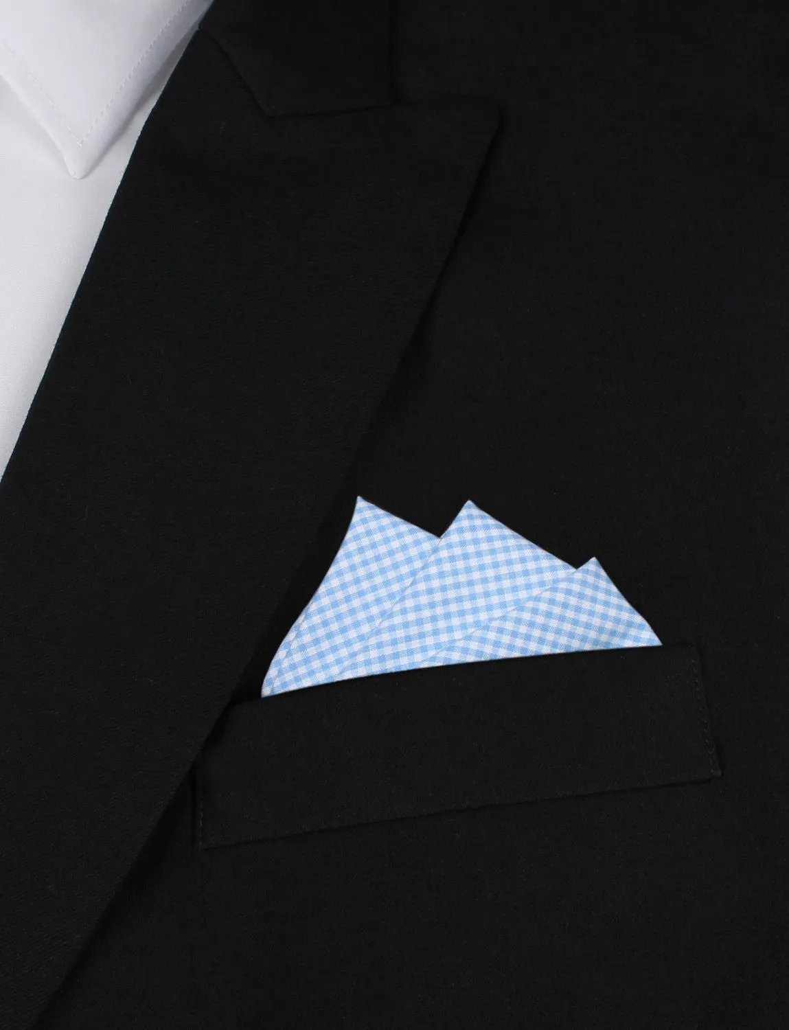 Light Blue Gingham Cotton Pocket Square sold by OTAA product image thumbnail 3