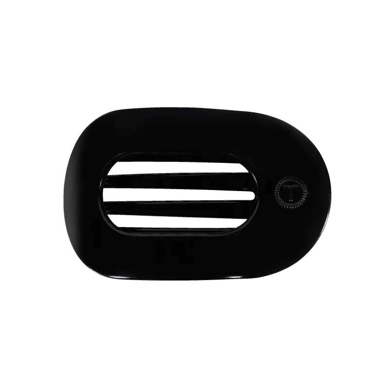 Jet Black Medium Flat Round Hair Clip sold by TELETIES