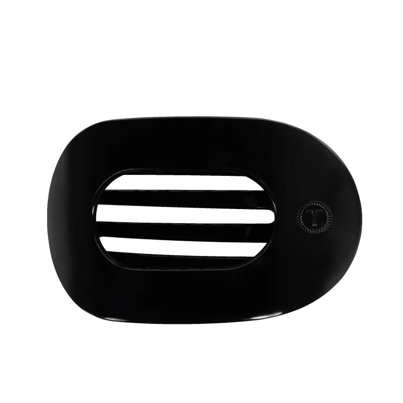 Jet Black Large Flat Round Hair Clip sold by TELETIES