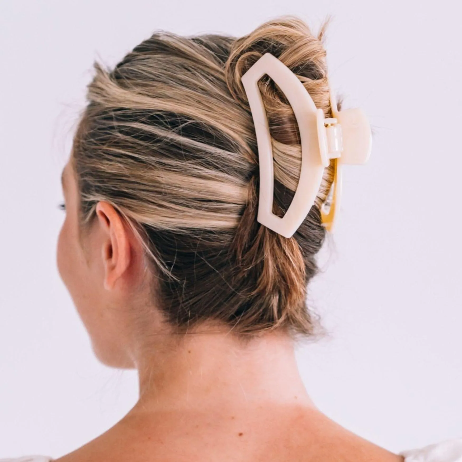 Open Almond Beige Large Claw Hair Clip sold by TELETIES product image thumbnail 5