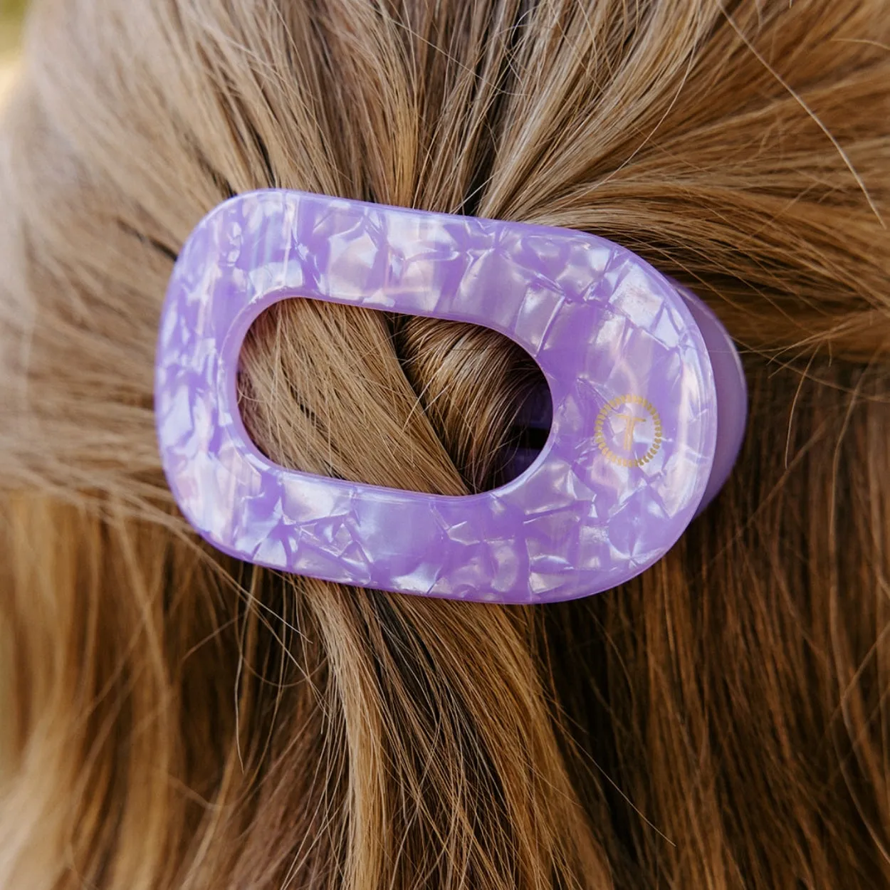 Lavender Mist Medium Flat Round Hair Clip sold by TELETIES product image thumbnail 4