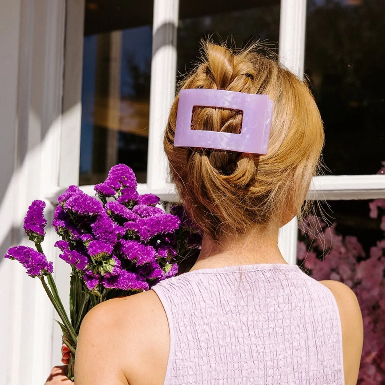 Lavender Mist Large Flat Rectangle Hair Clip sold by TELETIES product image thumbnail 4