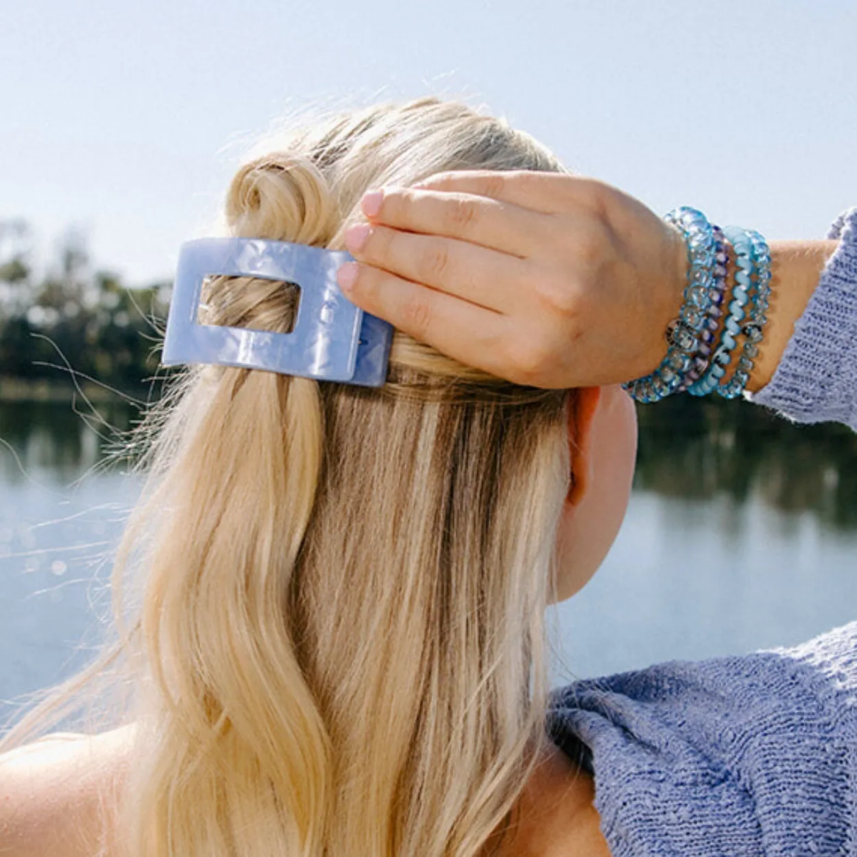 Blue Lagoon Small Flat Rectangle Hair Clip sold by TELETIES product image thumbnail 4