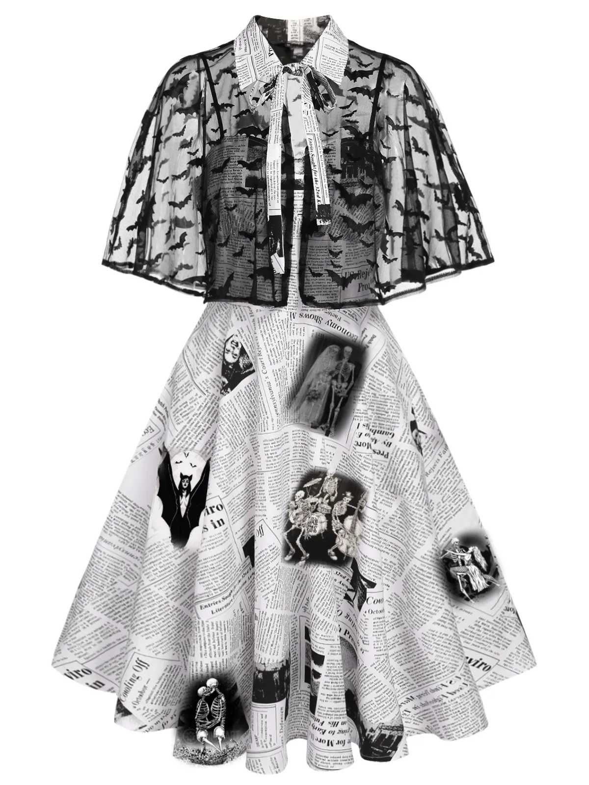 White 1950s Bat Cape Swing Dress (86% off) sold by Retro Stage