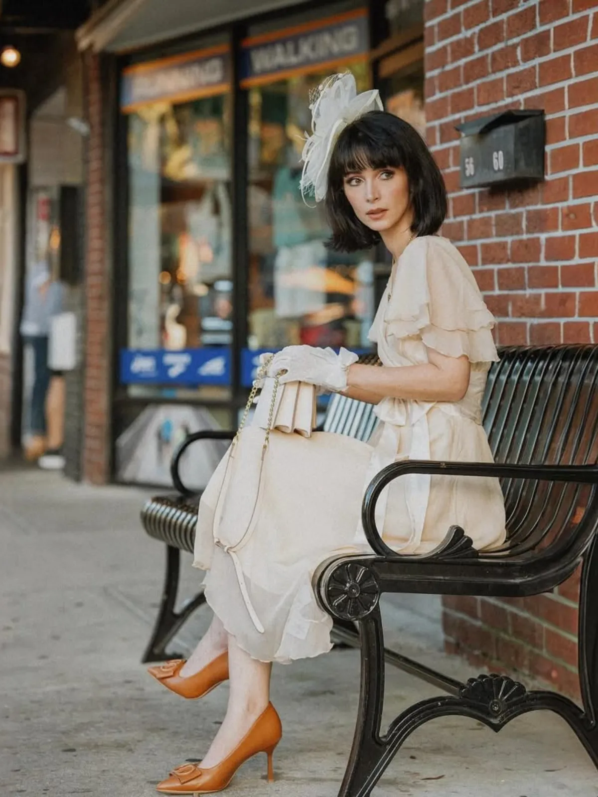 Champagne 1950s Satin Belt Tulle Cocktail Dress sold by Retro Stage product image thumbnail 3