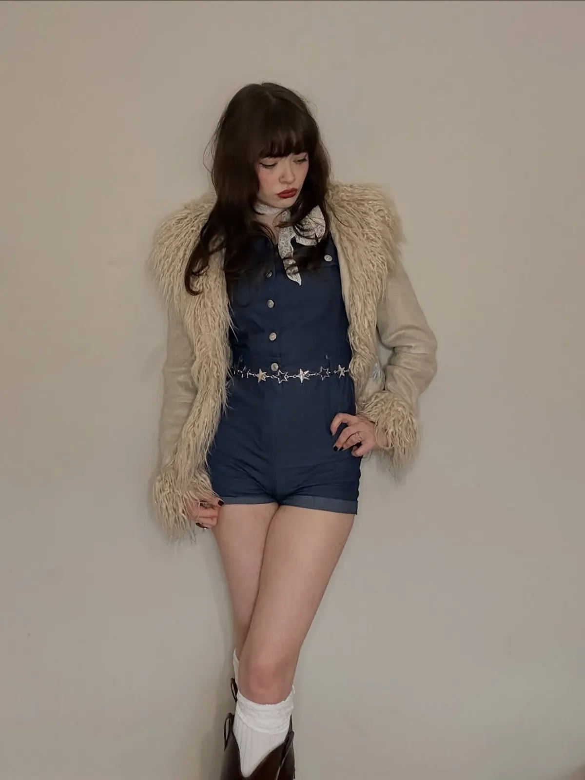 Blue 1970s Solid Cotton Sleeveless Denim Romper sold by Retro Stage product image thumbnail 2