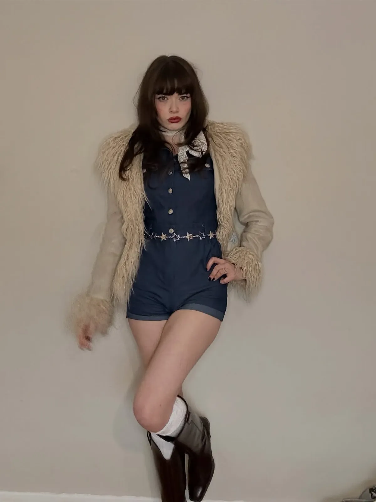 Blue 1970s Solid Cotton Sleeveless Denim Romper sold by Retro Stage