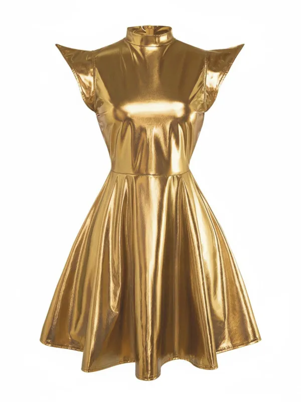 1980s Metallic Futuristic Party Mini Dress sold by Retro Stage
