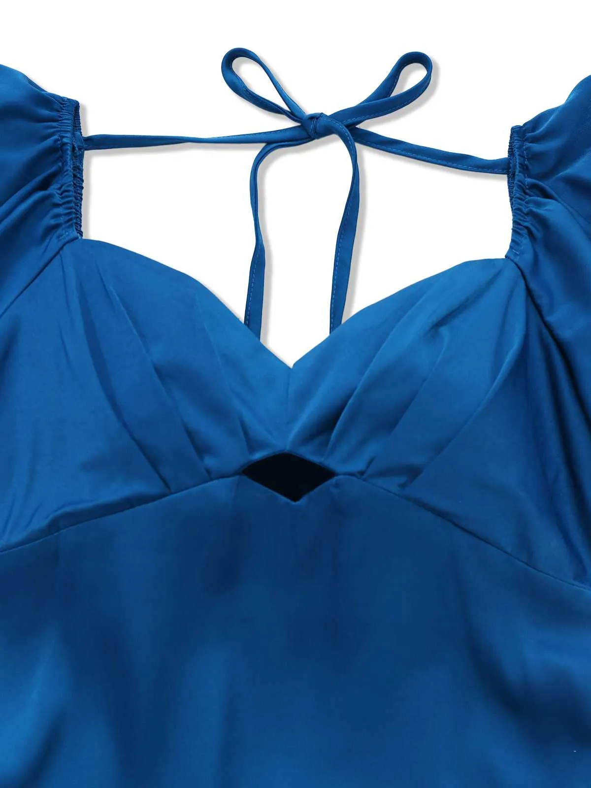 1930s Heart Neck Ruffled Sleeve Satin Dress sold by Retro Stage product image thumbnail 4