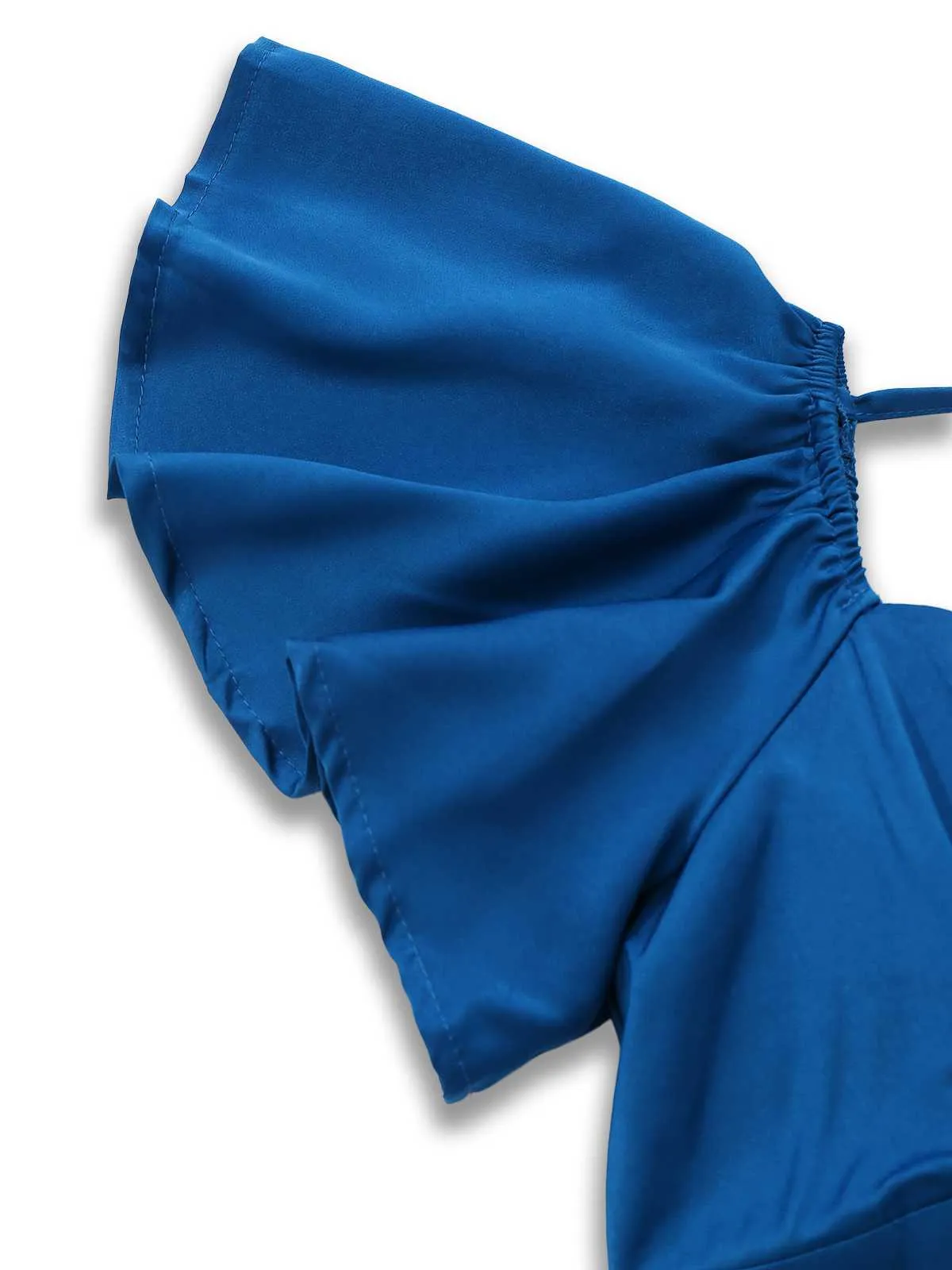 1930s Heart Neck Ruffled Sleeve Satin Dress sold by Retro Stage product image thumbnail 5