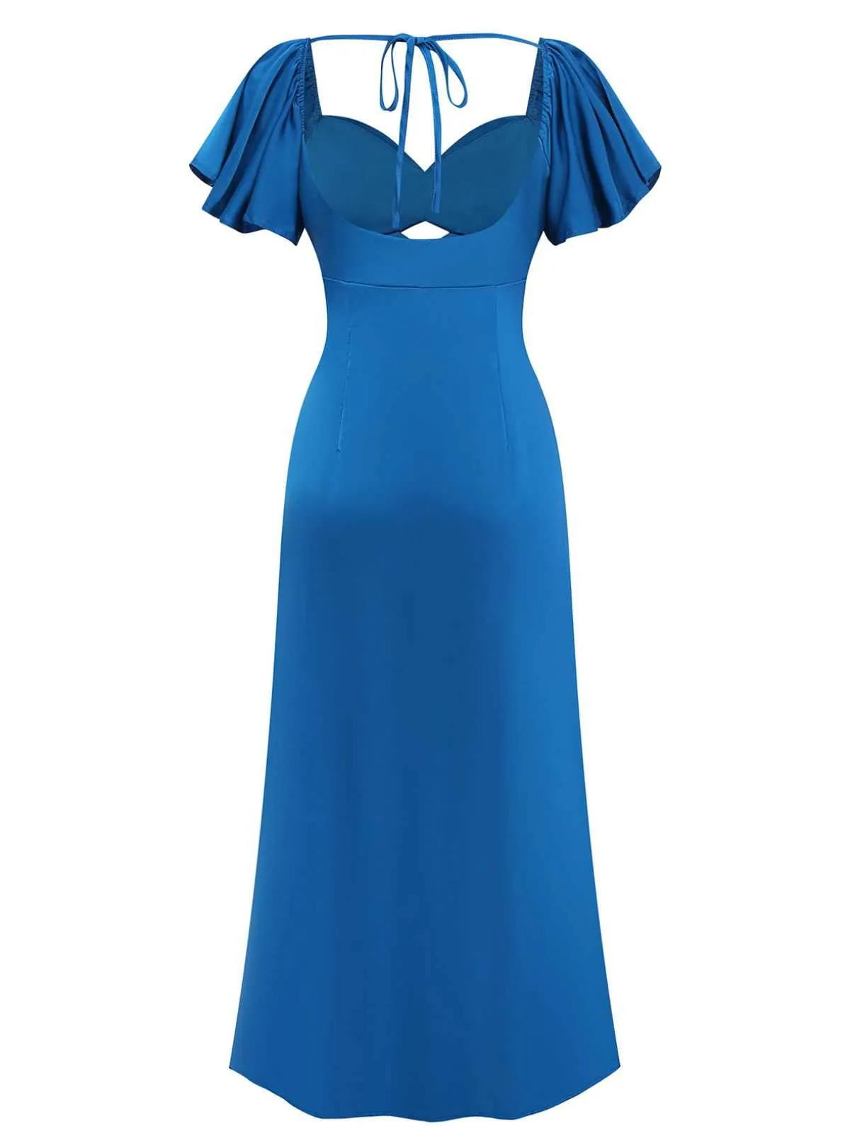 1930s Heart Neck Ruffled Sleeve Satin Dress sold by Retro Stage product image thumbnail 3