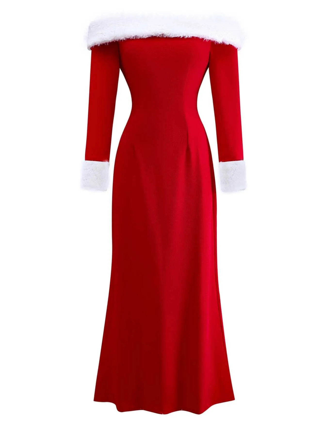 1930s Off-Shoulder Faux Fur Trim Christmas Dress sold by Retro Stage product image thumbnail 2