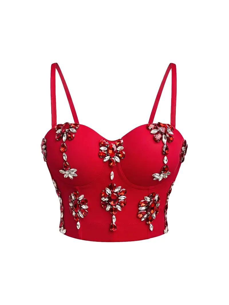 1970s Slip Crystal Cropped Bustier Top sold by Retro Stage