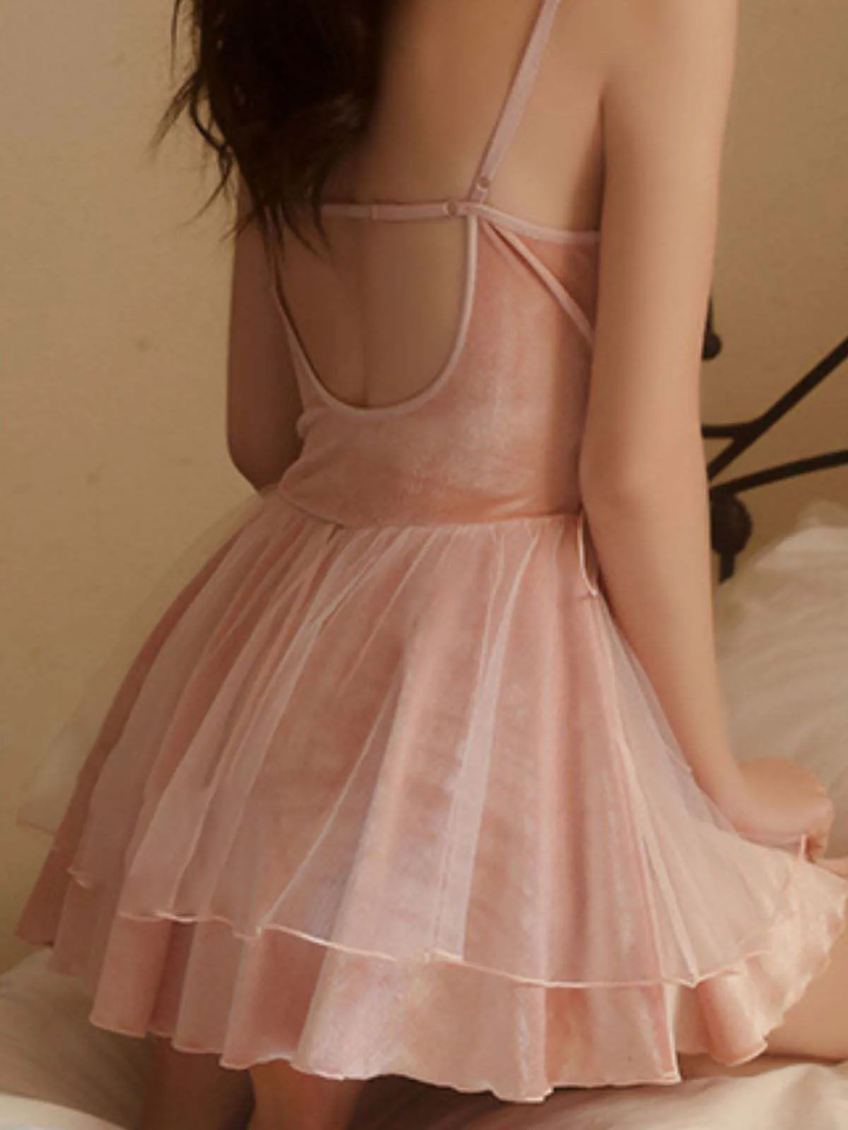 Dark Pink 1980s Floral Velvet Slip Sleepwear sold by Retro Stage product image thumbnail 5