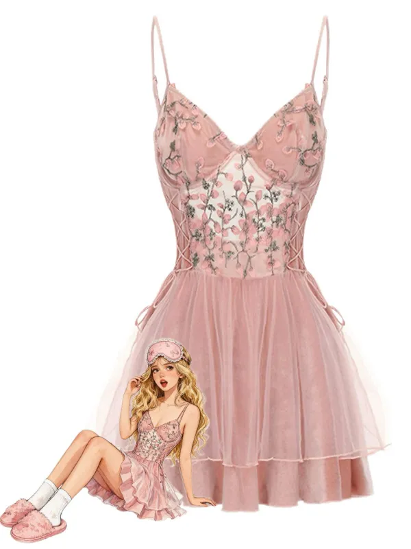 Dark Pink 1980s Floral Velvet Slip Sleepwear sold by Retro Stage