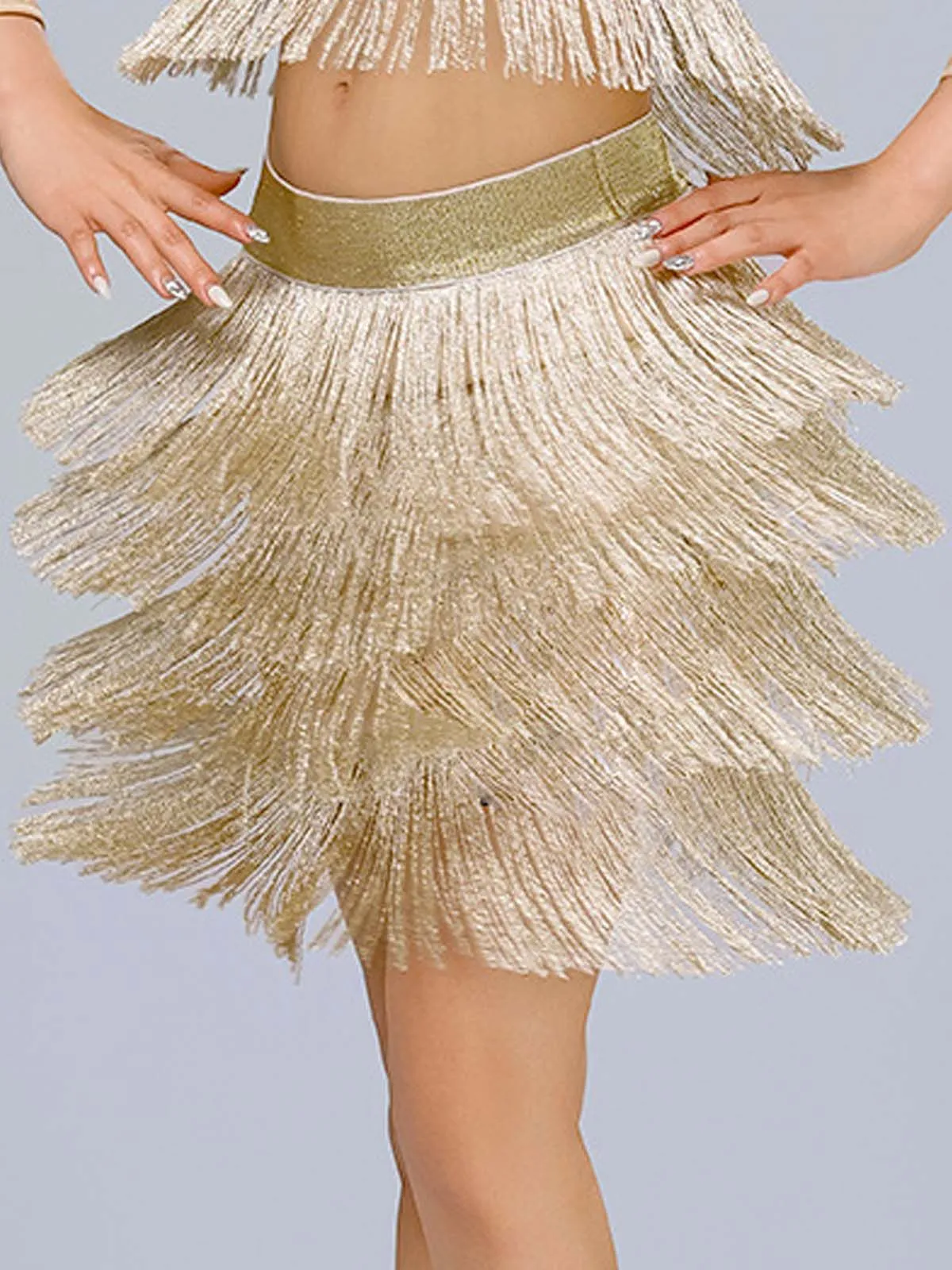 1920s Fringe Solid Elastic Waist Skirt sold by Retro Stage product image thumbnail 2