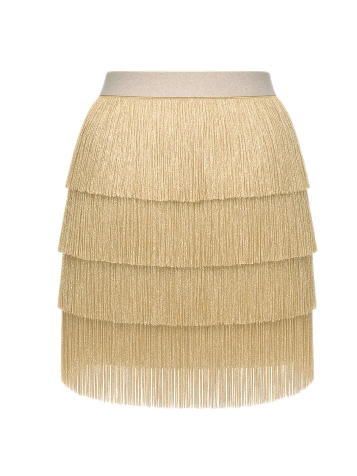 1920s Fringe Solid Elastic Waist Skirt sold by Retro Stage