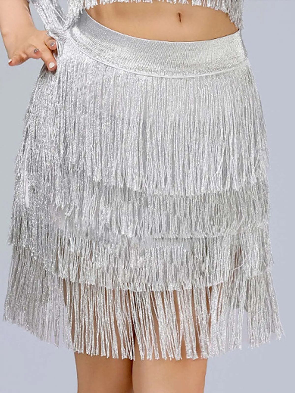 1920s Fringe Solid Elastic Waist Skirt sold by Retro Stage product image thumbnail 4