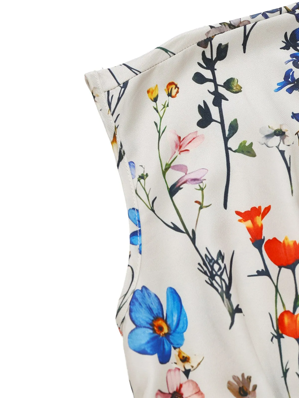 Beige 1950s Floral V-Neck Cap Sleeve Jumpsuit sold by Retro Stage product image thumbnail 4