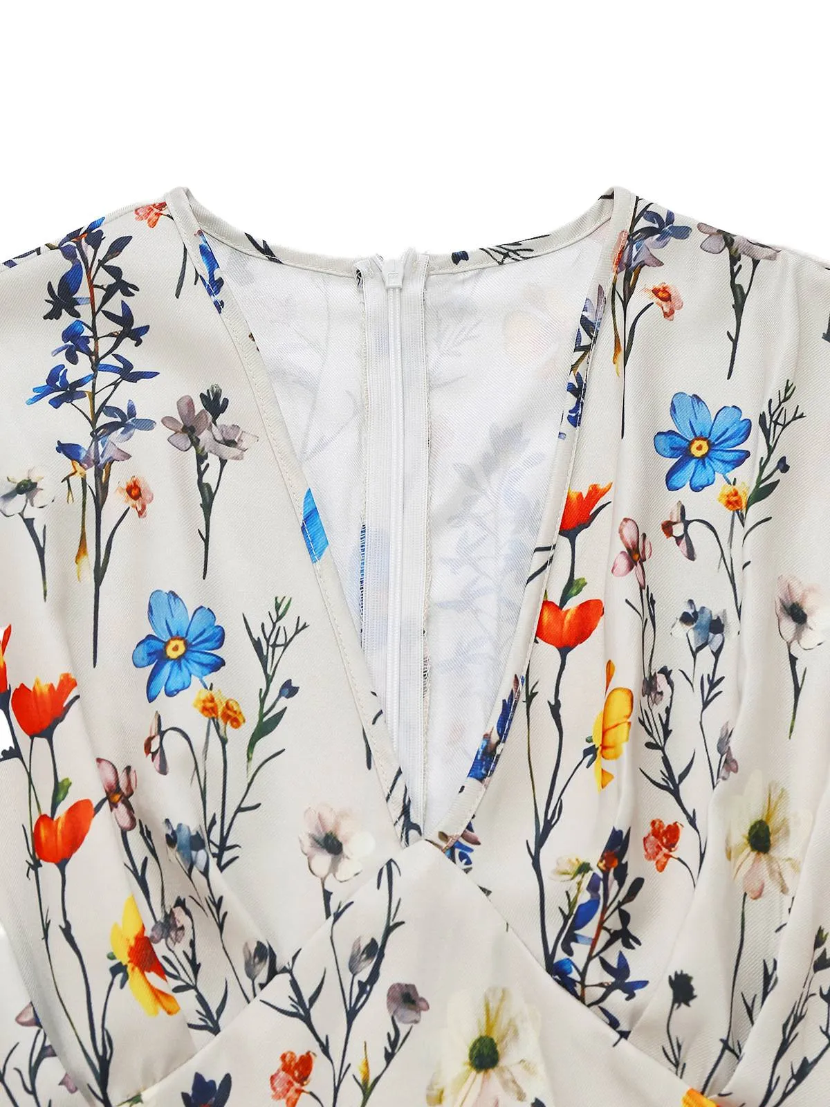 Beige 1950s Floral V-Neck Cap Sleeve Jumpsuit sold by Retro Stage product image thumbnail 3