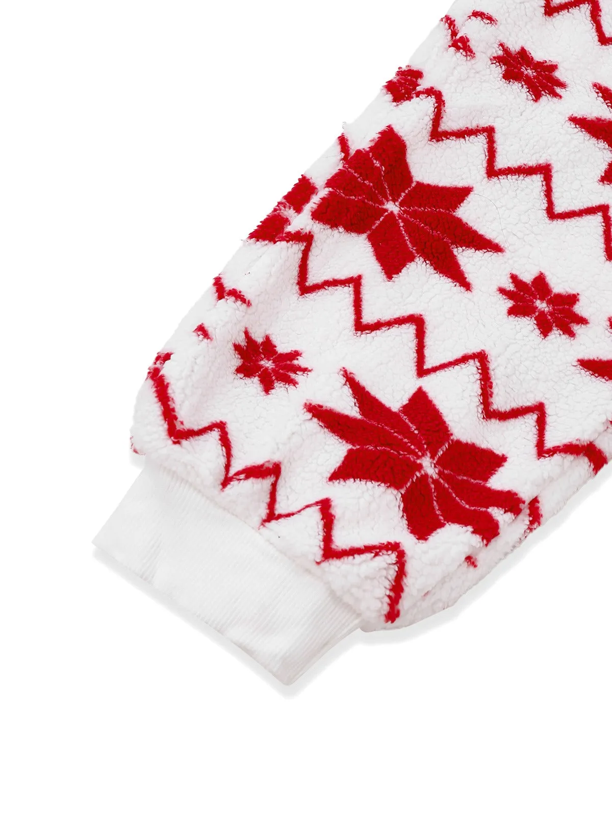 Red 1980s Christmas Print Flannel Hooded Pajama Jumpsuit sold by Retro Stage product image thumbnail 4