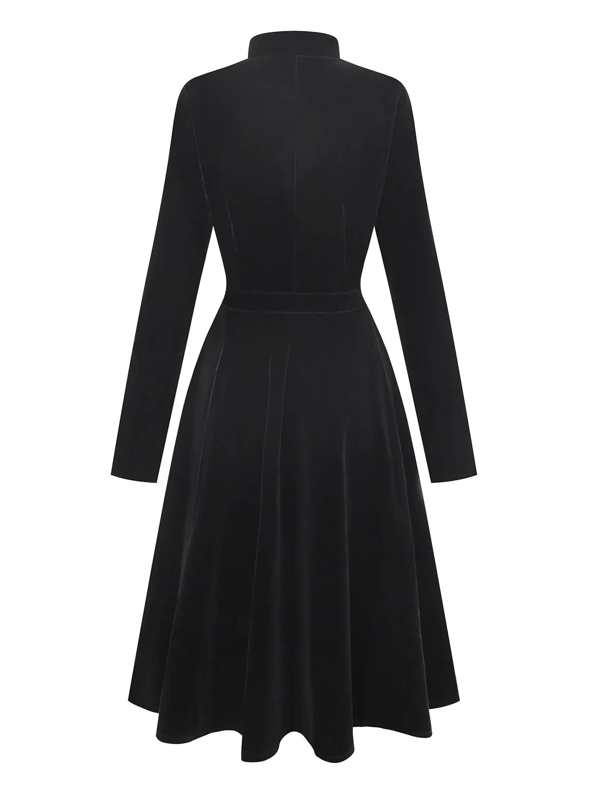 Black 1950s Velvet Stand Collar Dress sold by Retro Stage product image thumbnail 2